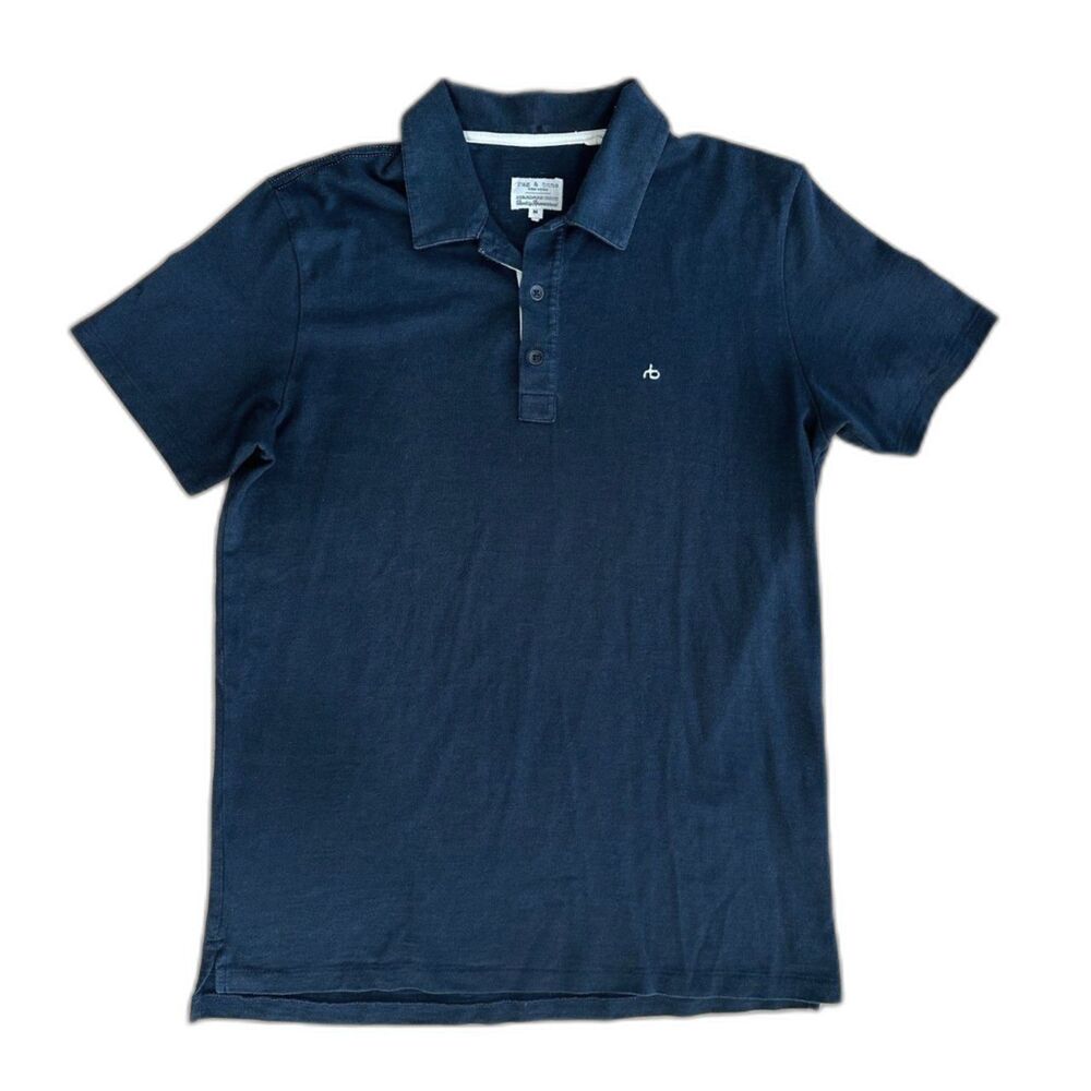 Rag & Bone Men's Navy Blue Polo Shirt Size M Medium Classic Short Sleeve Top
